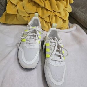adidas Kids Sneakers in White and Neon Yellow